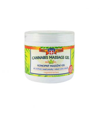 Gel para masajes con aceite de cannabis, efecto regenerativo en pieles secas.