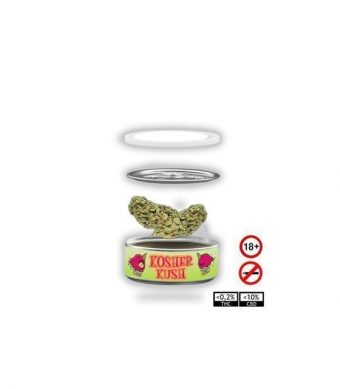 Marihuana de CBD Kosher-Kush hemp for life o marihuana legal es un producto que ha sido sometido a exhaustivos análisis de laboratorio y cuenta con certificado de la Unión Europea. Con niveles de THC muy bajos, inferiores al 0,2% con un efecto muy agradable. Envases de 3.5 gramos de flores
