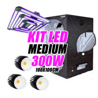 Kit de cultivo Medium Led de 300W. Incluye armario de 100x100x200cm a elegir y luminaria LedBell o Attis